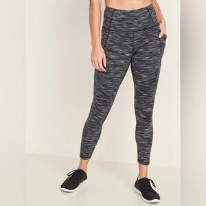 Old Navy Active Elevate Go Dry Marled Black White Workout Leggings Pants S